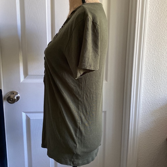 Express • olive lace up tee • small - Picture 4 of 8